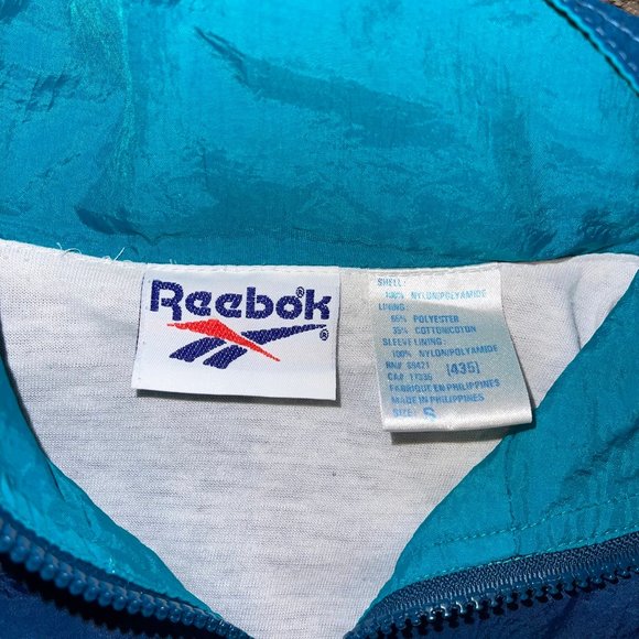 Vintage 90s Reebok Color Block Teal/Blue Windbreaker Jacket Men's Size Small - Picture 3 of 4
